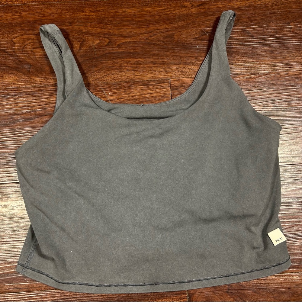 VUORI Washed Charcoal Washed Daily Crop Tank Active Lounge Low Impact Top Size L - Picture 3 of 9
